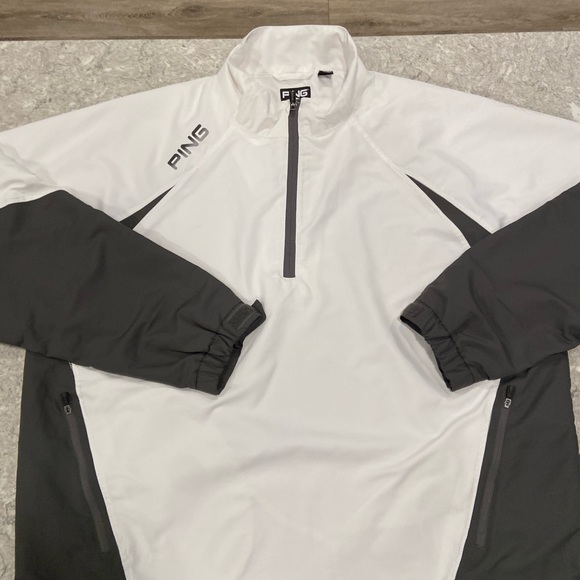 Ping Men's White and Gray 1/4 Zip Golf Windbreaker-Large - Picture 3 of 10
